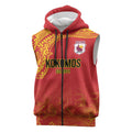 Queensland Papua New Guinea Custom Sleeveless Zip Hoodie All Red Pacific PNG Tribal Style LT9