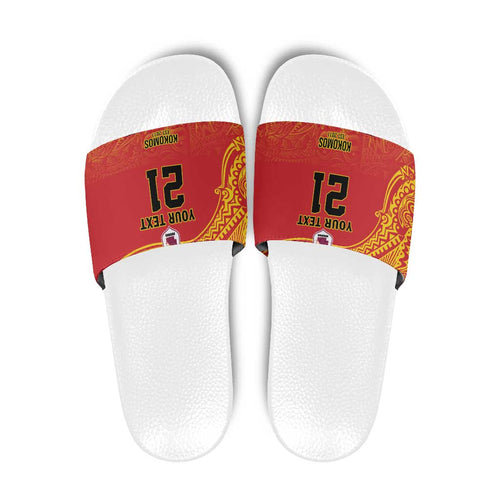 Queensland Papua New Guinea Custom Slide Sandals All Red Pacific PNG Tribal Style - Aussie Hoodie