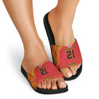 Queensland Papua New Guinea Custom Slide Sandals All Red Pacific PNG Tribal Style - Aussie Hoodie
