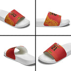Queensland Papua New Guinea Custom Slide Sandals All Red Pacific PNG Tribal Style - Aussie Hoodie
