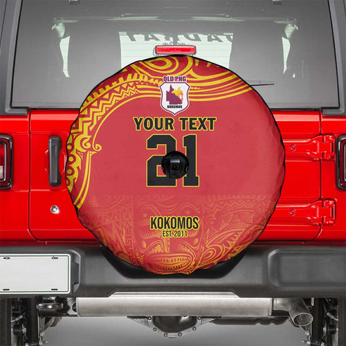 Queensland Papua New Guinea Custom Spare Tire Cover All Red Pacific PNG Tribal Style