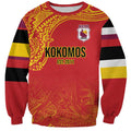 Queensland Papua New Guinea Custom Sweatshirt All Red Pacific PNG Tribal Style