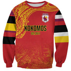 Queensland Papua New Guinea Custom Sweatshirt All Red Pacific PNG Tribal Style