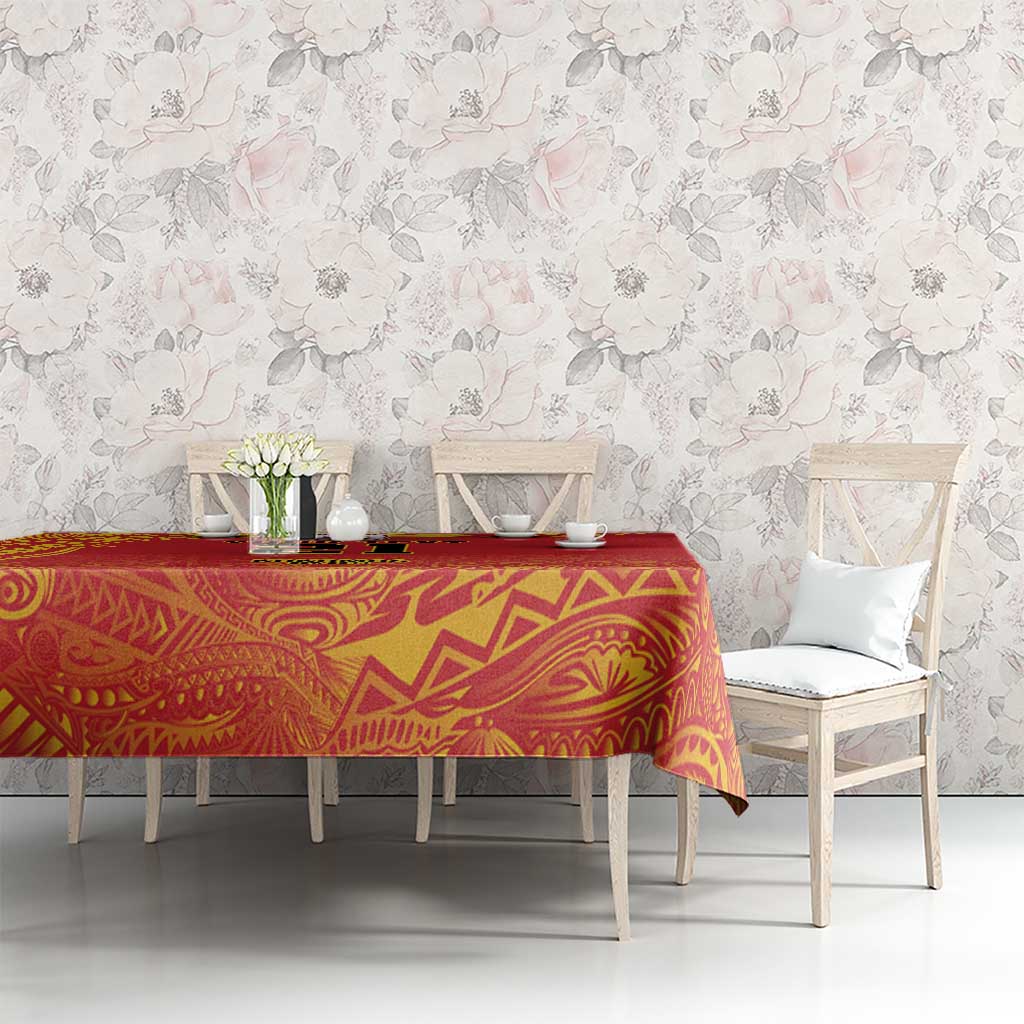 Queensland Papua New Guinea Custom Tablecloth All Red Pacific PNG Tribal Style