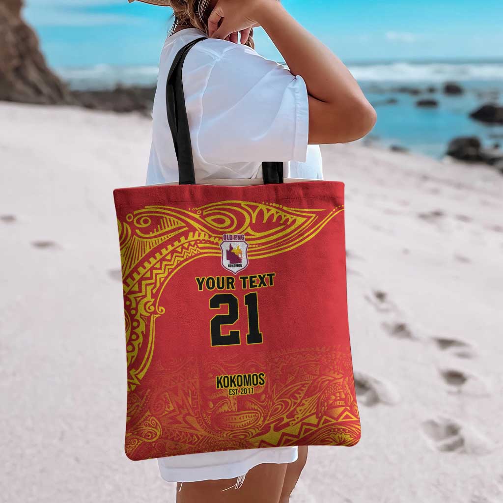 Queensland Papua New Guinea Custom Tote Bag All Red Pacific PNG Tribal Style - Aussie Hoodie