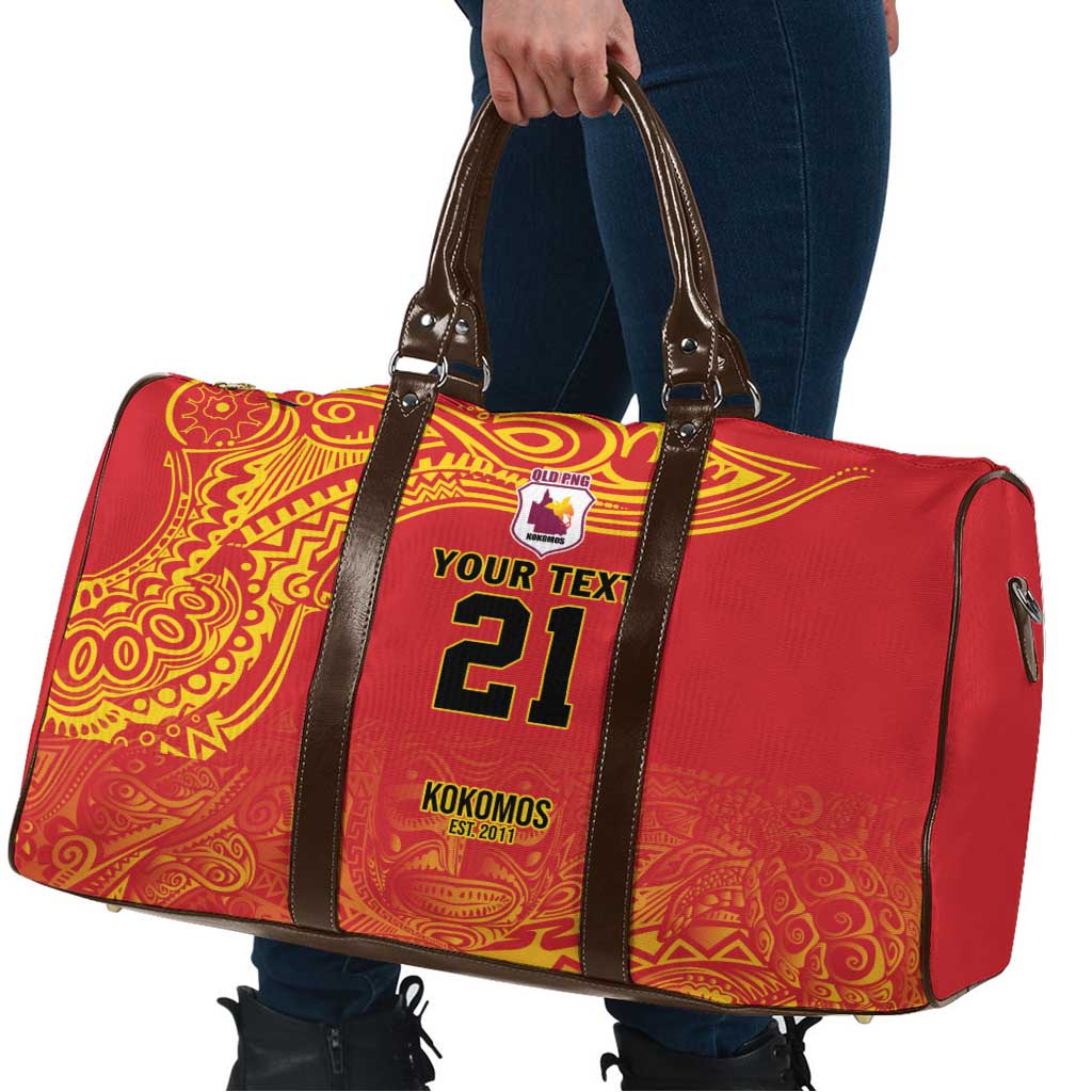 Queensland Papua New Guinea Custom Travel Bag All Red Pacific PNG Tribal Style - Aussie Hoodie