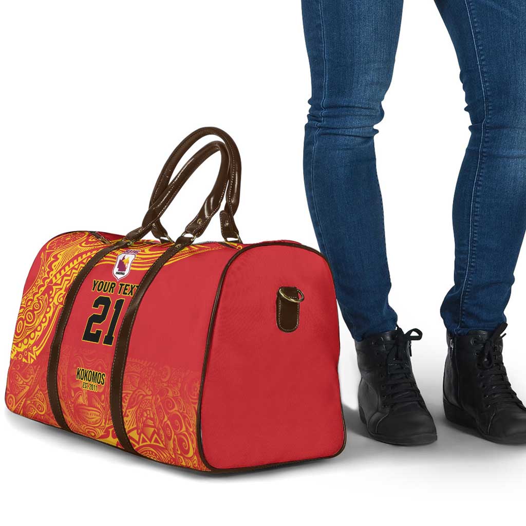 Queensland Papua New Guinea Custom Travel Bag All Red Pacific PNG Tribal Style - Aussie Hoodie