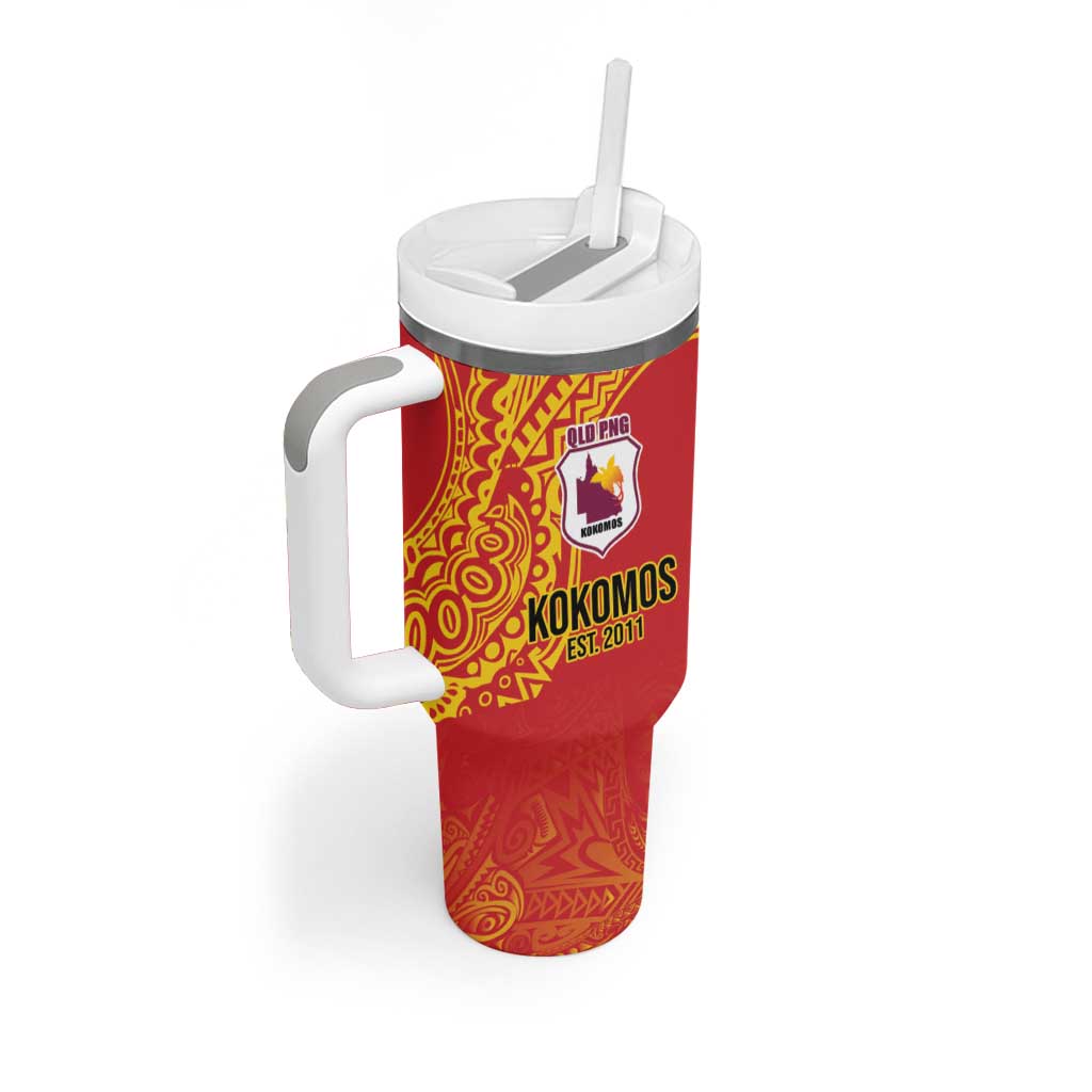 Queensland Papua New Guinea Custom Tumbler With Handle All Red Pacific PNG Tribal Style