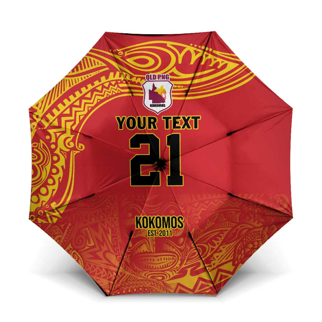 Queensland Papua New Guinea Custom Umbrella All Red Pacific PNG Tribal Style - Aussie Hoodie
