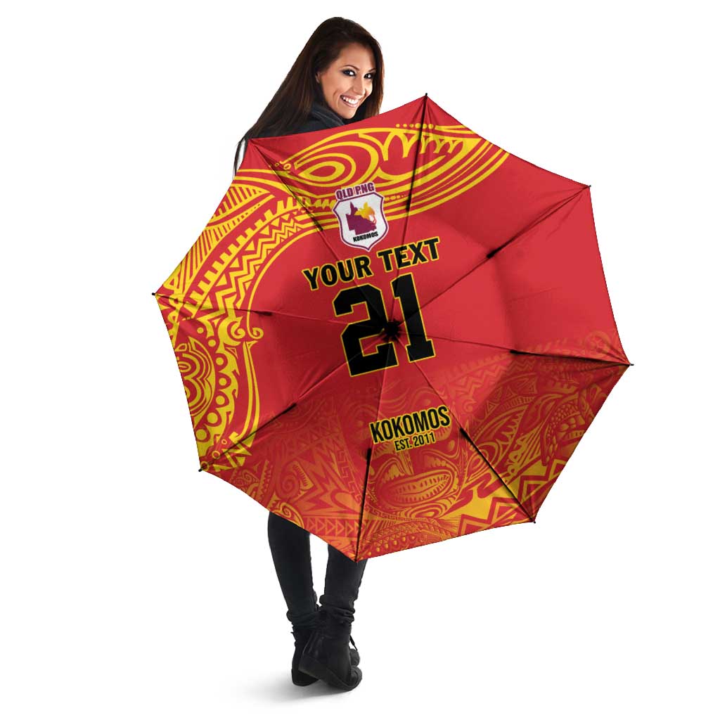 Queensland Papua New Guinea Custom Umbrella All Red Pacific PNG Tribal Style - Aussie Hoodie