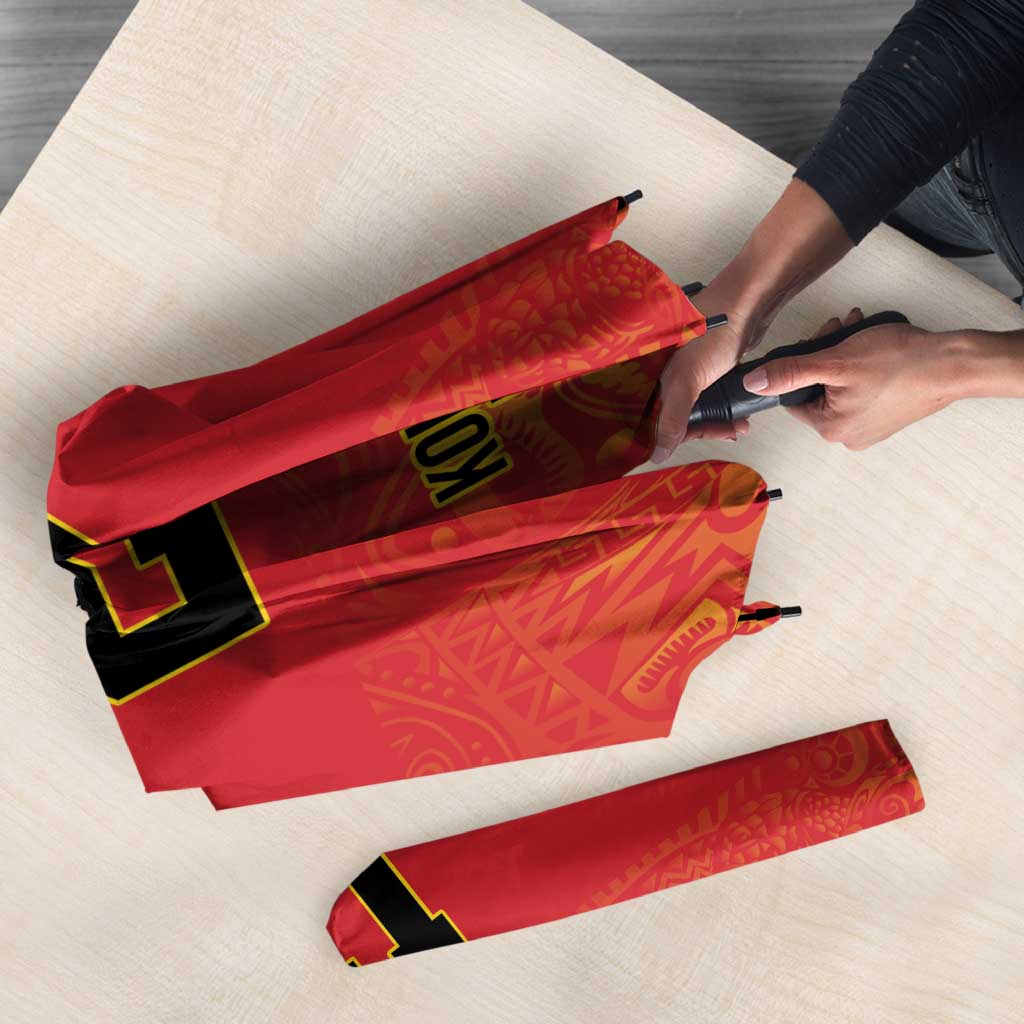 Queensland Papua New Guinea Custom Umbrella All Red Pacific PNG Tribal Style - Aussie Hoodie