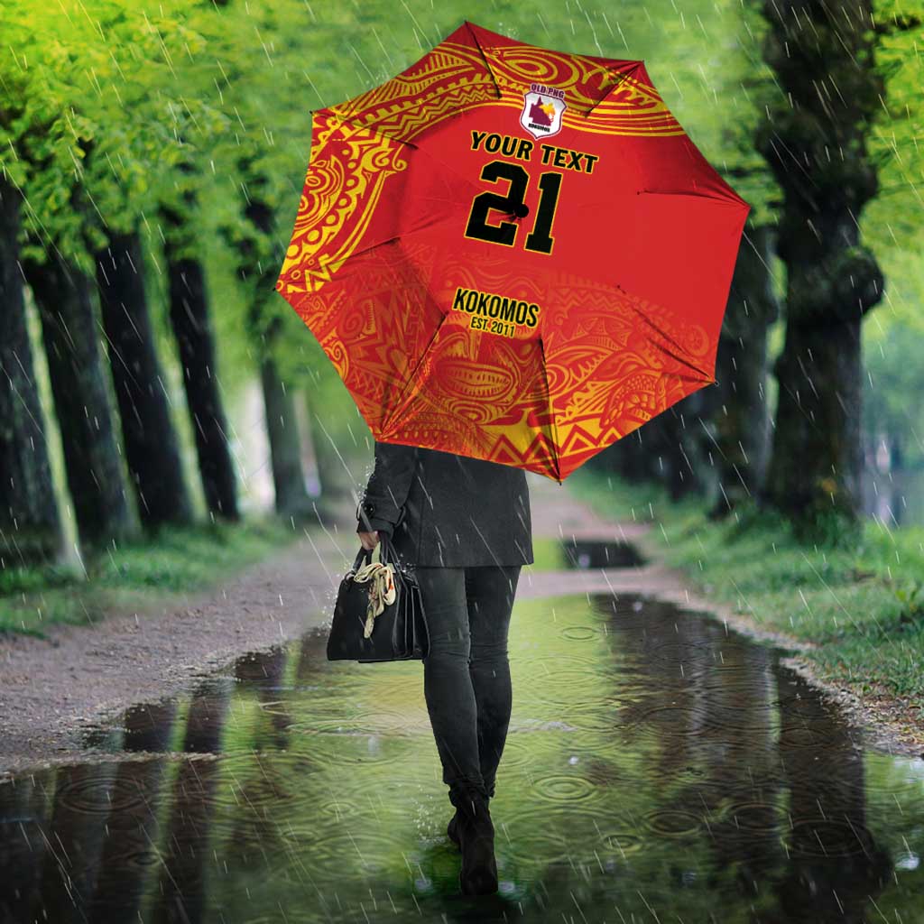 Queensland Papua New Guinea Custom Umbrella All Red Pacific PNG Tribal Style - Aussie Hoodie