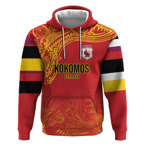Queensland Papua New Guinea Custom Zip Hoodie All Red Pacific PNG Tribal Style