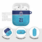 Queensland Samoa Custom AirPods Case Blue Pacific Polynesian Tribal Pattern - Aussie Hoodie