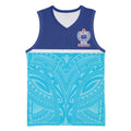 Queensland Samoa Custom Basketball Jersey Blue Pacific Polynesian Tribal Pattern - Aussie Hoodie