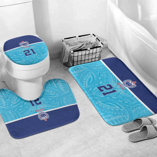 Queensland Samoa Custom Bathroom Set Blue Pacific Polynesian Tribal Pattern - Aussie Hoodie