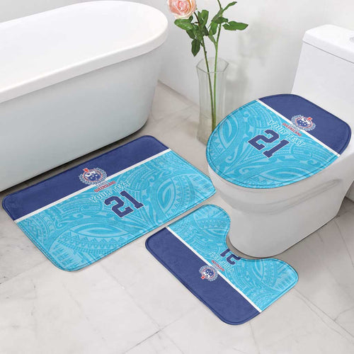 Queensland Samoa Custom Bathroom Set Blue Pacific Polynesian Tribal Pattern - Aussie Hoodie
