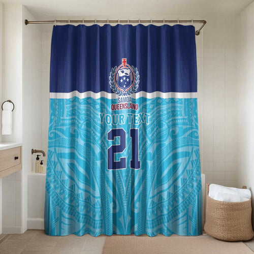 Queensland Samoa Custom Bathroom Set Blue Pacific Polynesian Tribal Pattern - Aussie Hoodie