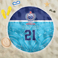 Queensland Samoa Custom Beach Blanket Blue Pacific Polynesian Tribal Pattern
