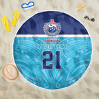 Queensland Samoa Custom Beach Blanket Blue Pacific Polynesian Tribal Pattern