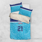 Queensland Samoa Custom Bedding Set Blue Pacific Polynesian Tribal Pattern