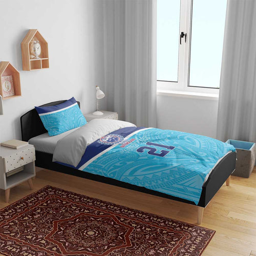 Queensland Samoa Custom Bedding Set Blue Pacific Polynesian Tribal Pattern