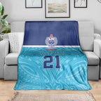 Queensland Samoa Custom Blanket Blue Pacific Polynesian Tribal Pattern