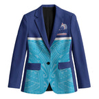Queensland Samoa Custom Blazer Blue Pacific Polynesian Tribal Pattern - Aussie Hoodie