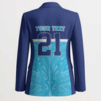 Queensland Samoa Custom Blazer Blue Pacific Polynesian Tribal Pattern - Aussie Hoodie