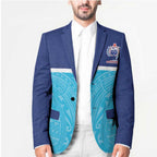 Queensland Samoa Custom Blazer Blue Pacific Polynesian Tribal Pattern - Aussie Hoodie