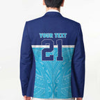 Queensland Samoa Custom Blazer Blue Pacific Polynesian Tribal Pattern - Aussie Hoodie