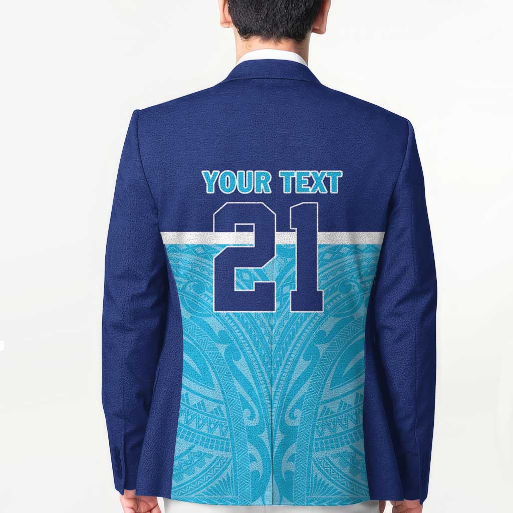 Queensland Samoa Custom Blazer Blue Pacific Polynesian Tribal Pattern - Aussie Hoodie