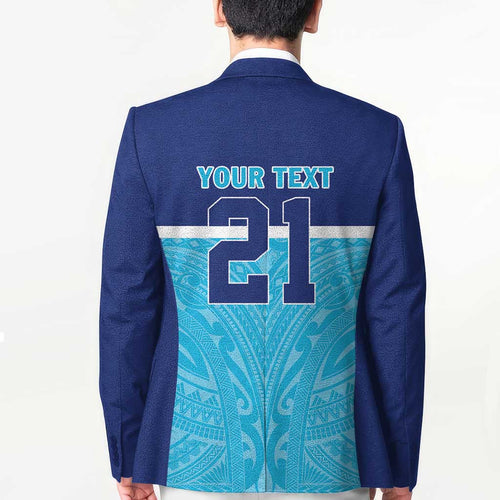 Queensland Samoa Custom Blazer Blue Pacific Polynesian Tribal Pattern - Aussie Hoodie