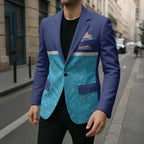 Queensland Samoa Custom Blazer Blue Pacific Polynesian Tribal Pattern - Aussie Hoodie