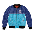 Queensland Samoa Custom Bomber Jacket Blue Pacific Polynesian Tribal Pattern