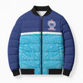 Queensland Samoa Custom Bomber Puffer Jacket Blue Pacific Polynesian Tribal Pattern - Aussie Hoodie