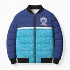 Queensland Samoa Custom Bomber Puffer Jacket Blue Pacific Polynesian Tribal Pattern - Aussie Hoodie