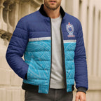 Queensland Samoa Custom Bomber Puffer Jacket Blue Pacific Polynesian Tribal Pattern - Aussie Hoodie