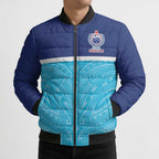 Queensland Samoa Custom Bomber Puffer Jacket Blue Pacific Polynesian Tribal Pattern - Aussie Hoodie