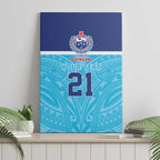 Queensland Samoa Custom Canvas Wall Art Blue Pacific Polynesian Tribal Pattern