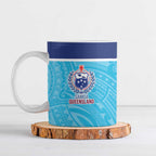 Queensland Samoa Custom Ceramic Mug Blue Pacific Polynesian Tribal Pattern - Aussie Hoodie