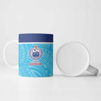 Queensland Samoa Custom Ceramic Mug Blue Pacific Polynesian Tribal Pattern - Aussie Hoodie