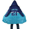 Queensland Samoa Custom Cloak Blue Pacific Polynesian Tribal Pattern - Aussie Hoodie