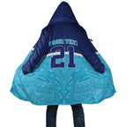 Queensland Samoa Custom Cloak Blue Pacific Polynesian Tribal Pattern - Aussie Hoodie