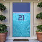 Queensland Samoa Custom Door Cover Blue Pacific Polynesian Tribal Pattern - Aussie Hoodie