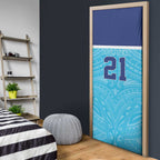 Queensland Samoa Custom Door Cover Blue Pacific Polynesian Tribal Pattern - Aussie Hoodie