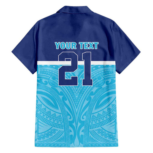 Queensland Samoa Custom Family Matching Long Sleeve Bodycon Dress and Hawaiian Shirt Blue Pacific Polynesian Tribal Pattern