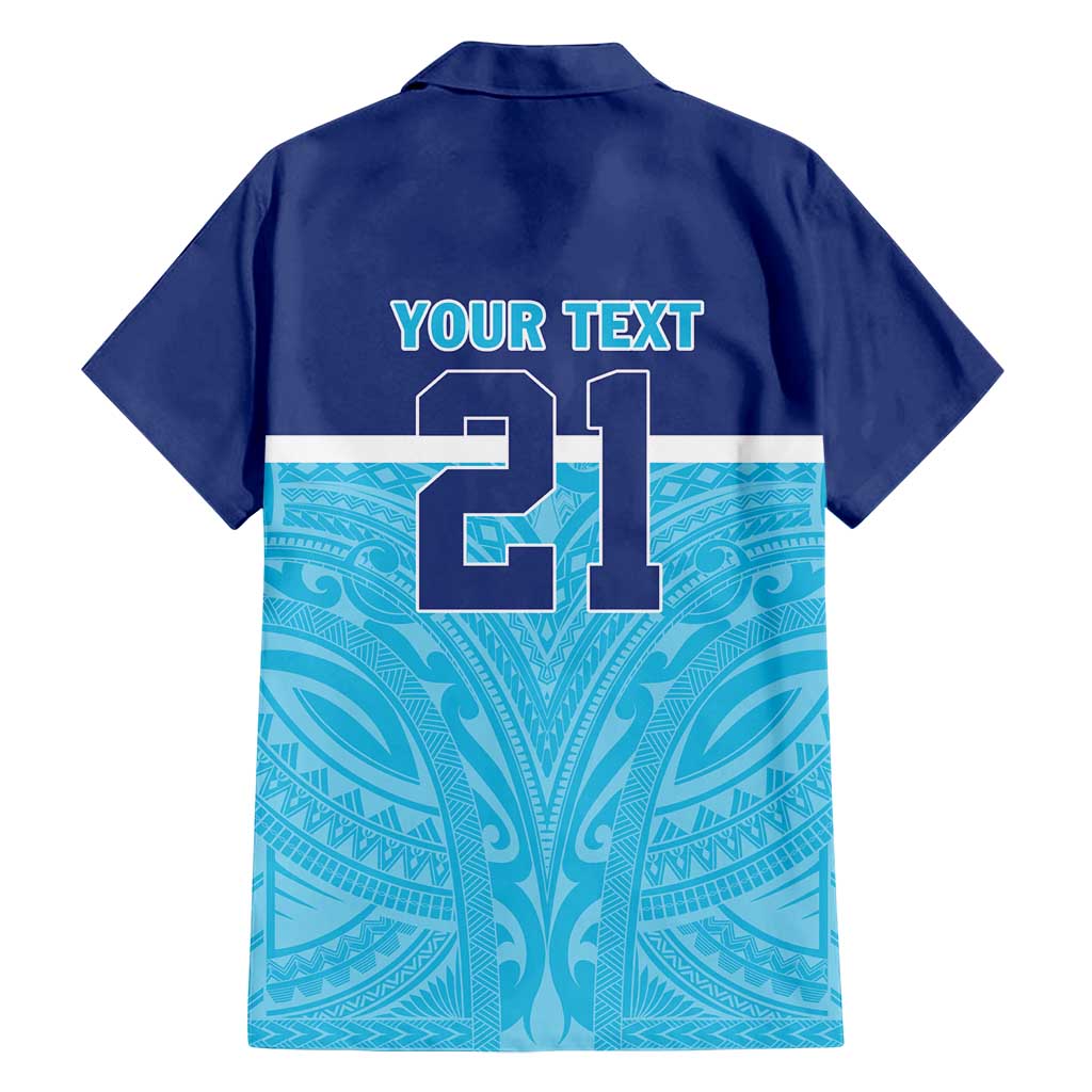 Queensland Samoa Custom Family Matching Puletasi and Hawaiian Shirt Blue Pacific Polynesian Tribal Pattern