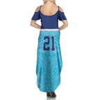 Queensland Samoa Custom Family Matching Summer Maxi Dress and Hawaiian Shirt Blue Pacific Polynesian Tribal Pattern