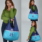 Queensland Samoa Custom Grocery Bag Blue Pacific Polynesian Tribal Pattern